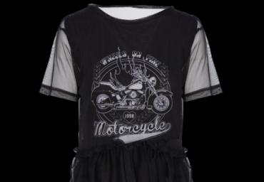 Sheer T-shirt ssleeve front print. - LTS 414CARMEN