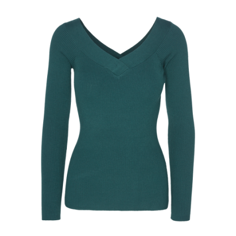 Skinny ribbed top with v front and back neckline. - LK 237SEDION