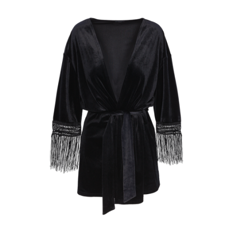 Long sleeve kimono with tassels. - LWT 225TESS