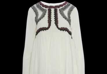 Crew neck long sleeve blouse with embroidery at front. - LWT 437EMMIE