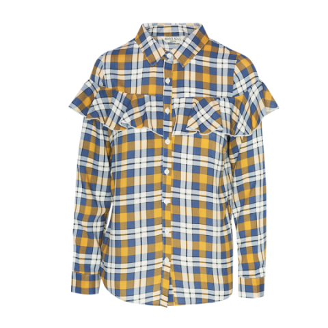 Long sleeve checkered shirt with frill detail. - LWT 225JESSIE
