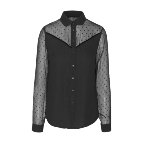 Long sleeve chiffon shirt with heart detail. - LWT 272REMI