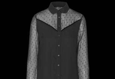 Long sleeve chiffon shirt with heart detail. - LWT 272REMI