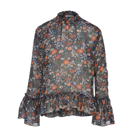 Long sleeve floral printed shirt with ruffle details. - LWT 225MAGGIA