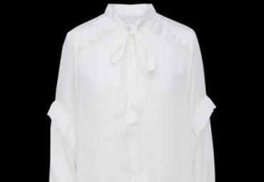 Long sleeve shirt bow neck and ruffle detail sleeve. - LWT 492CAMILLA