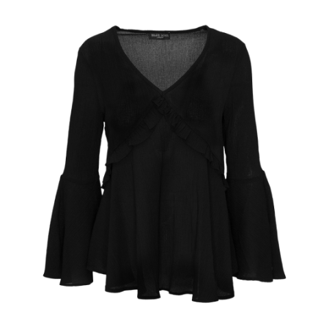 V beck bell sleeve shirt with ruffle detail. - LWT 225PAR