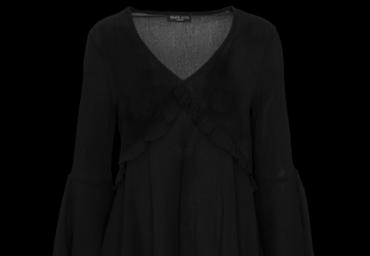 V beck bell sleeve shirt with ruffle detail. - LWT 225PAR