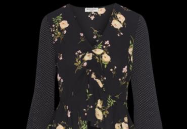 V neck combined blouse with frill detail - LWT 225PREEN