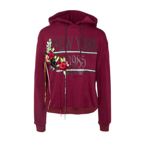 Hooded sweatshirt with slogan embroidery detail. - LSS 272DINA