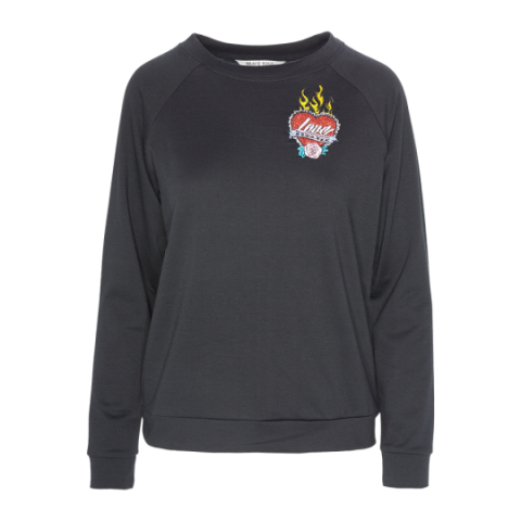 Sweatshirt with applique at front. - LSS 272FLAME
