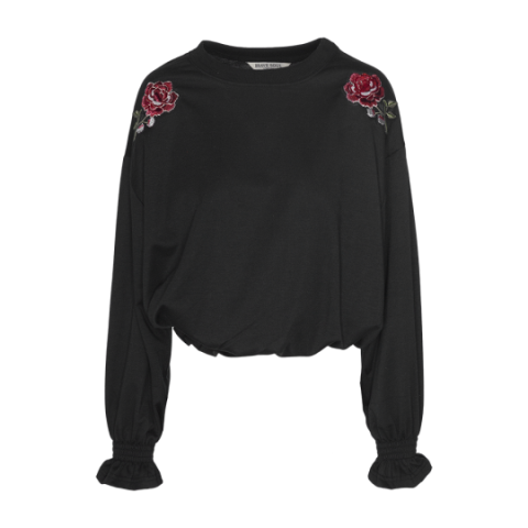 Sweatshirt with floral patch and ruffle detail. - LSS 272DIZY