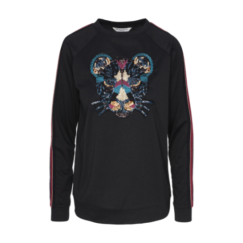 Sweatshirt with panther patch and contrast tape. - LSS 272PANTHER