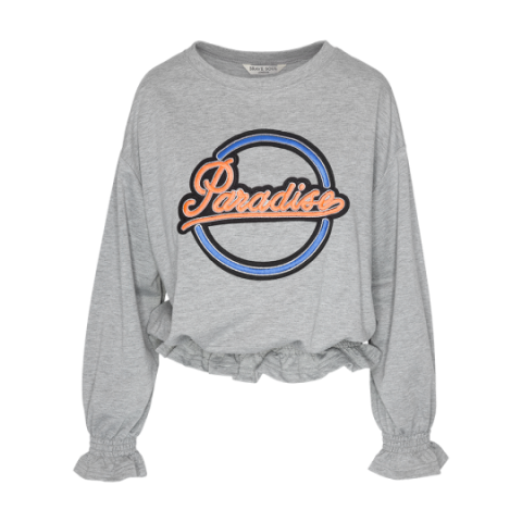 Sweatshirt with patch front and ruffle detail. - LSS 272IZZI