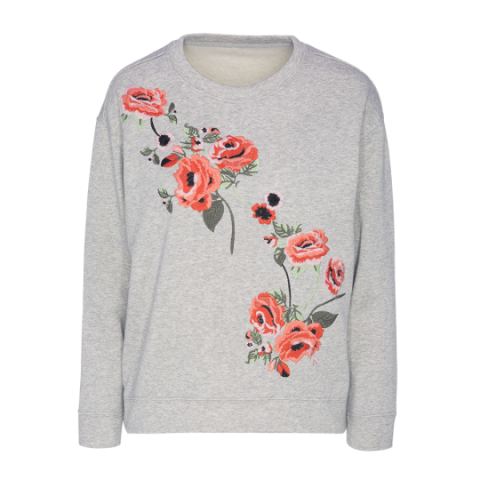Sweatshirt with rose patch detail on the front. - LSS 19ROSEY