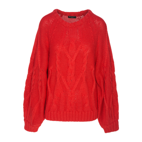 Cable knit jumper with balloon sleeve - LK 249MACRAME