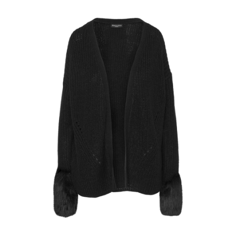 Cropped cardigan with fur cuffs. - LK 230SHABANG