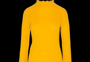 Frilled neck ribbed jumper with flared sleeve. - LK 502ECCO