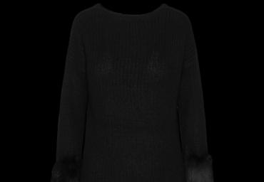 Junper with fur sleeve details. - LK 230VEGGIE