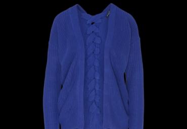Knit cargidan with lace tie detail. - LK 162BAMBOO