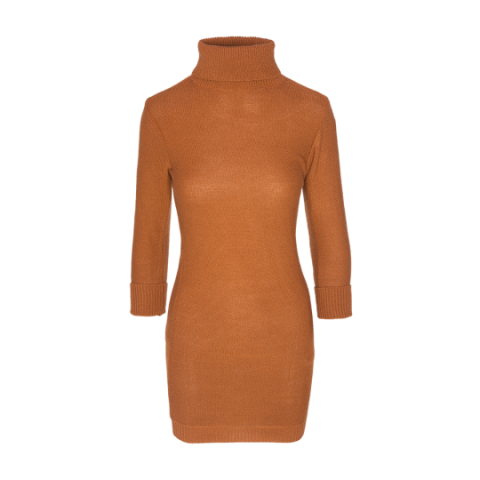 Roll neck dress with 3-4 sleeve and split side. - LK 230MANDYE