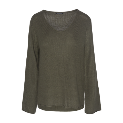 V neck wide sleeve jumper. - LK 274MAPLE