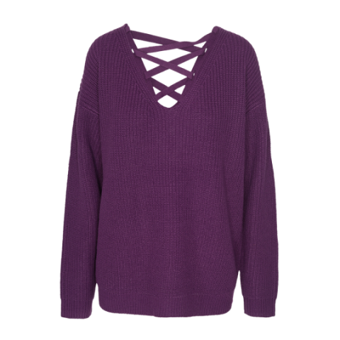 V neck jumper with open cross back detail. - LK 274TAMMY