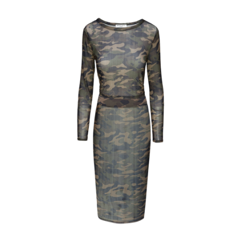 Long sleeve mesh top and skirt set with camo print - LSET 225CLAIRE
