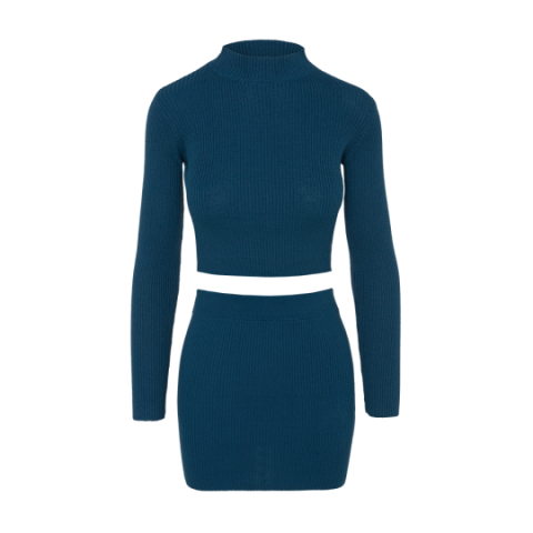 Ribbed skirt and crop jumper set. - LSET 274TAUT