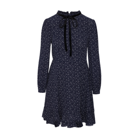Long sleeve dress with bow detail at neck. - LDRW 225ELISA
