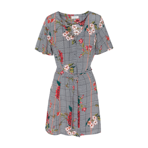 All over printed smowck woven dress. - LDRW 225WALES