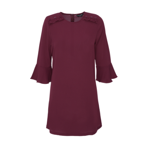 Bell mid sleeves dress with ruffle detail. - LDRW 225LUNE
