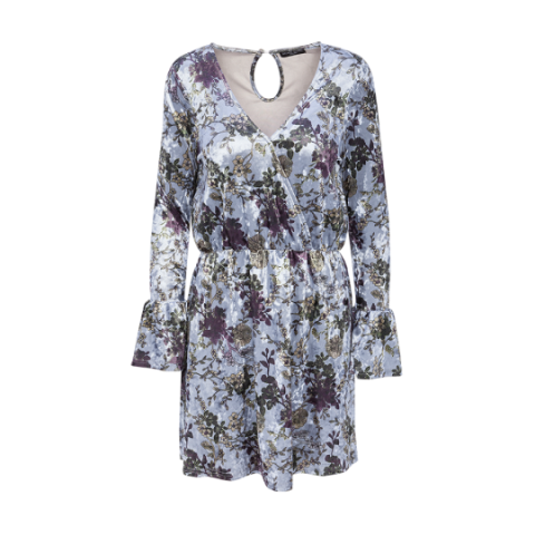 Bell sleeve velvet dress with keyhole back. - LDRJ 225SARA
