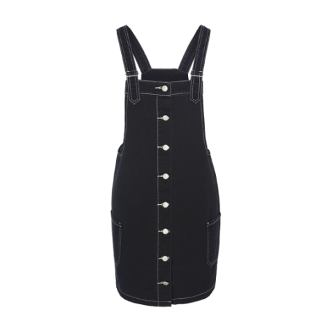 Dungaree dress with contrast stitching and buttons - LDRW 340JOAN