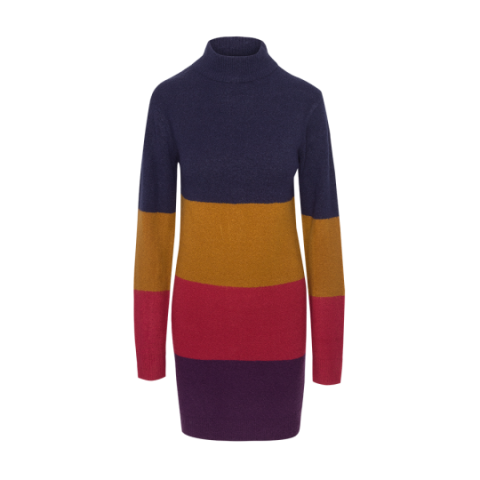 Funnel neck loose fit colour block dress. - LK 230LANNY