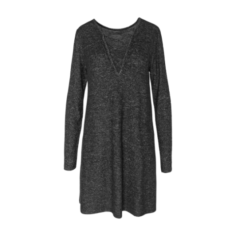 Long sleeve dress with lattice detail at front. - LDRJ 481LACEY