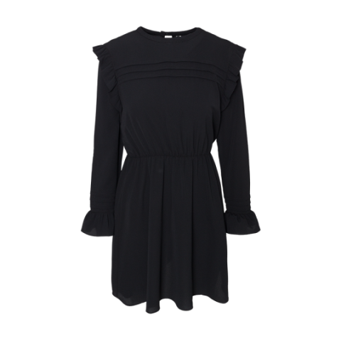 Long sleeve dress with split and ruffle details. - LDRW 225CANDY