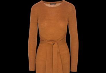 Long sleeve ribbed belted dress. - LK 249CREW