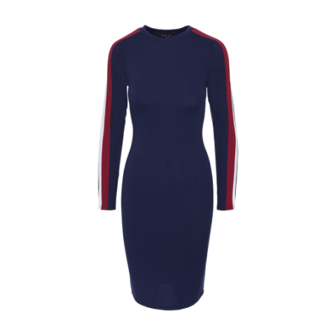 Long stripped sleeves midi dress. - LDRJ 225SADIE