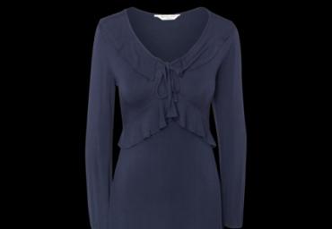 Ls dress with ruffle detail at neck and waist - LDRJ 414BOWES