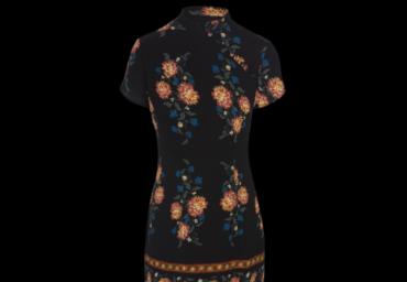 Ss printed dress with side button detail at neck. - LDRW 272MABEL
