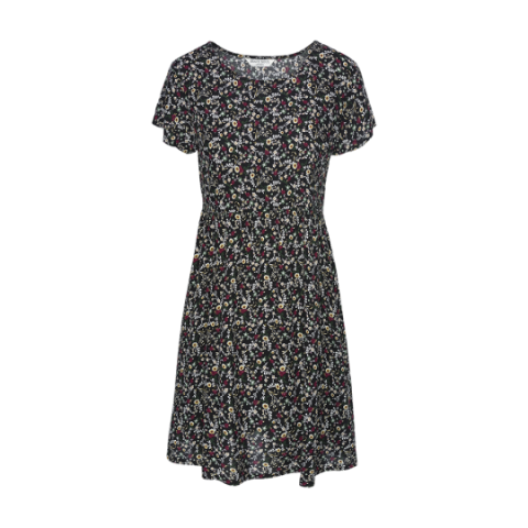 Short sleeve floral printed smock dress. - LDRW 225MOON