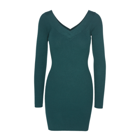 Skinny ribbed dress with v front and back neck. - LK 237SEED