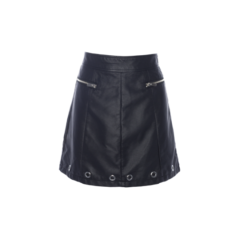 Pvc skirt with eyelets at hem and zip pockets. - LSKW ALANIS
