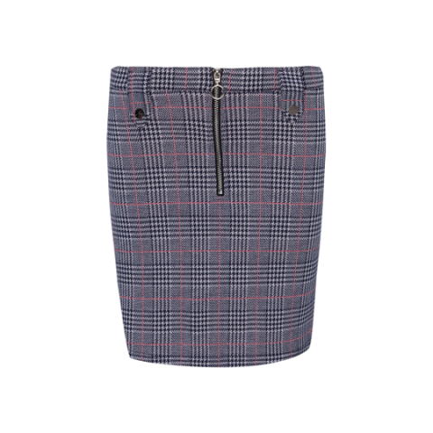 Zip front a line checked skirt. - LSKW 225ADORE