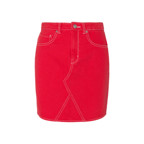 Denim skirt with stitching. - LSKD 340SCARLET