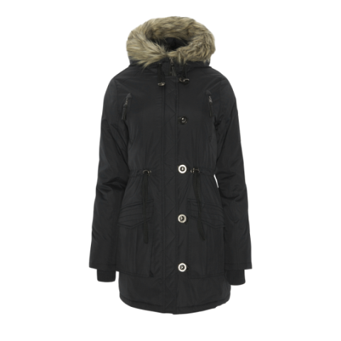 Combined hooded parka with fake fur trim. - LJK JILL