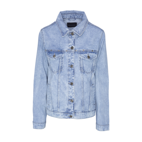 Denim jacket with studs an frill at back. - LJK FRIDA