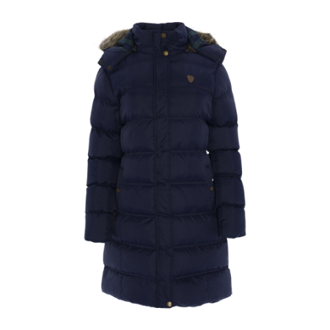 Hooded padded long anorak with fake fur trim. - LJK HOPLONG