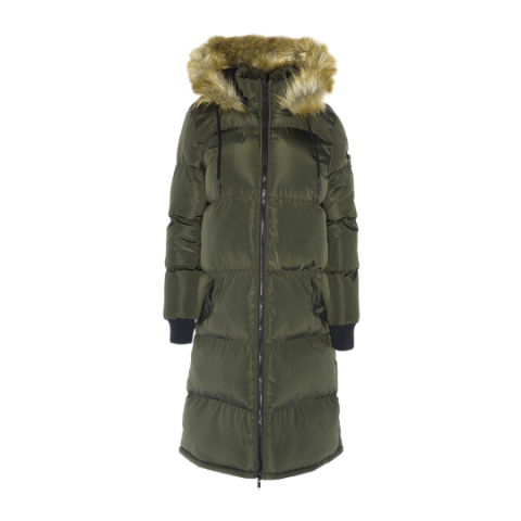 Hooded padded long jacket with fake fur trim. - LJK MARCELLOLONG