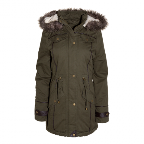 Hooded parka with fake fur trim - LJK ALLUREK1